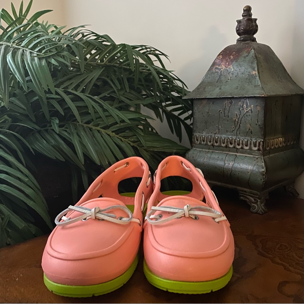 Crocs Beach Line Melon and Volt Boat Shoes - Picture 2 of 9